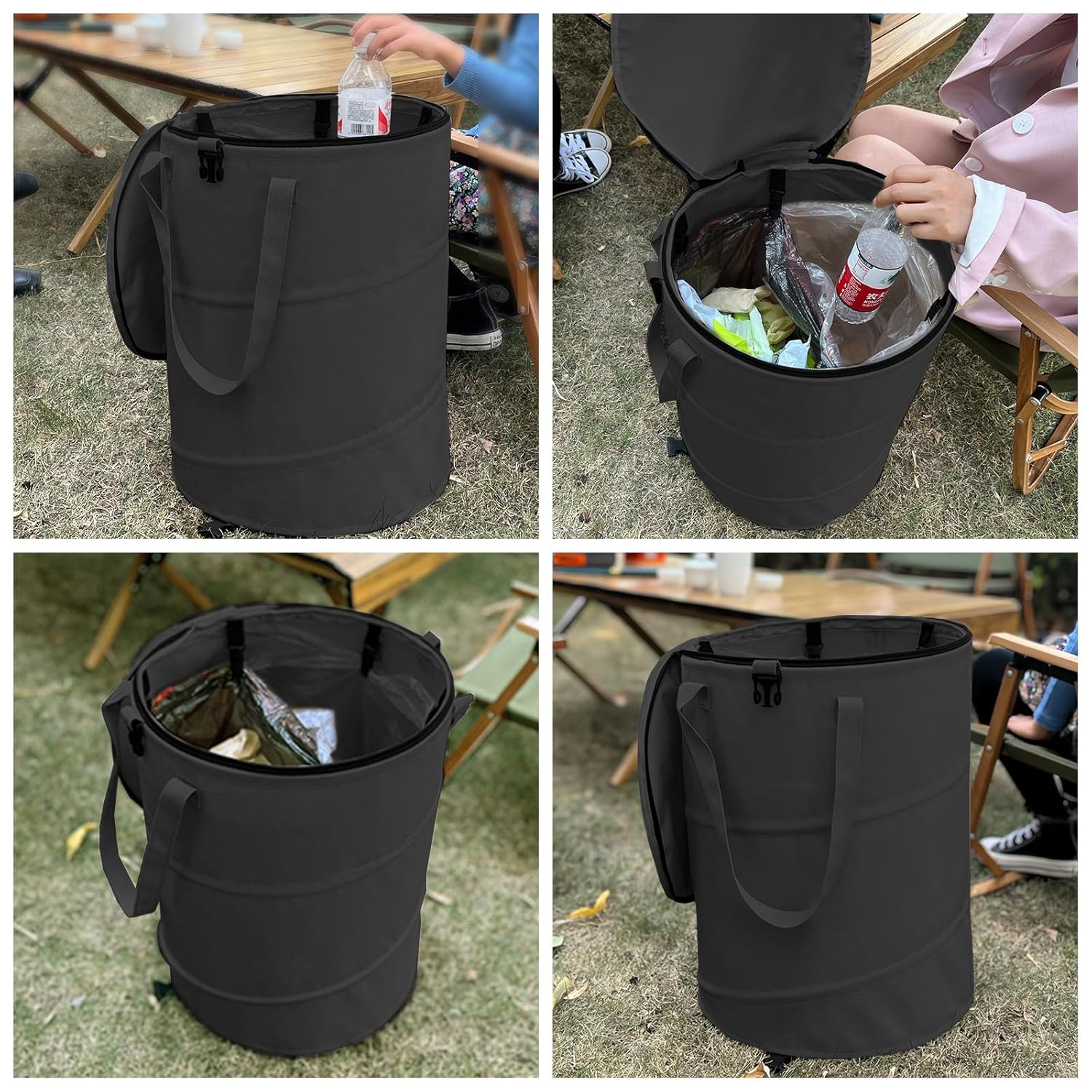 Surplus 396 Units Collapsible Zipper Lid Trash Bin Portable Pop-Up Outdoor Camping Waste Bucket Wholesale Liquidation