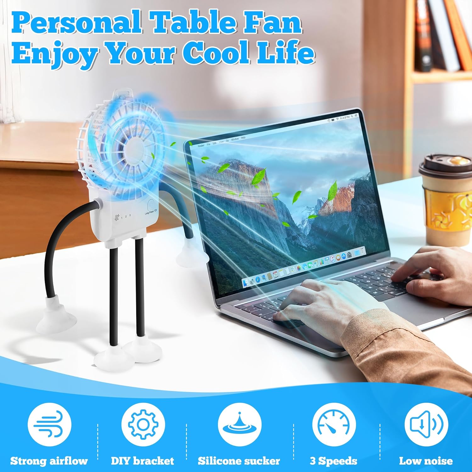 Multi-Scene Suction Mount Robot Mini Fan Clearance Stock 5295Pcs, USB Rechargeable Small Personal Fan