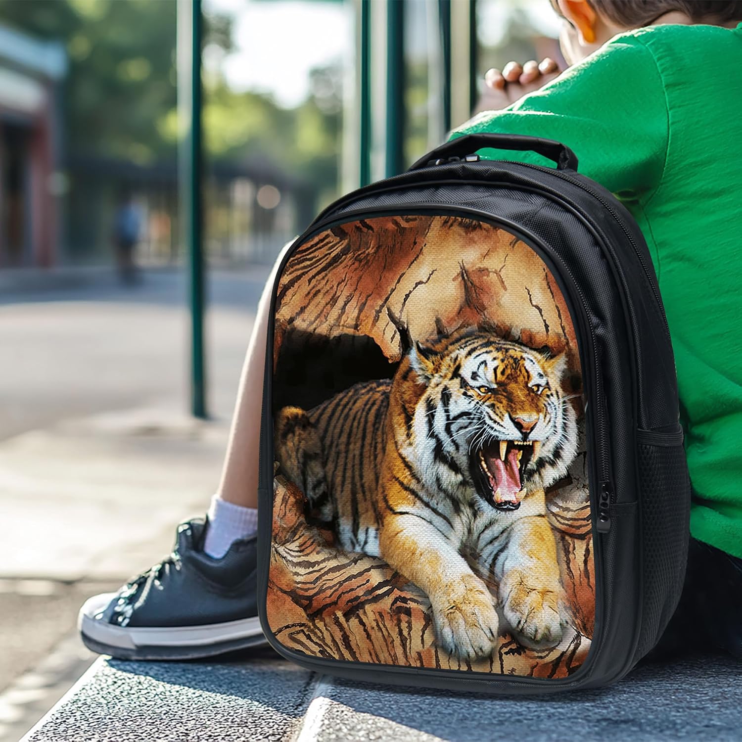 Wild Animal Tiger Print 3-in-1 School Bag Combo With Shoulder Lunch Box & Pencil Bag, Mixed Styles Overstock 511 Sets For Resale