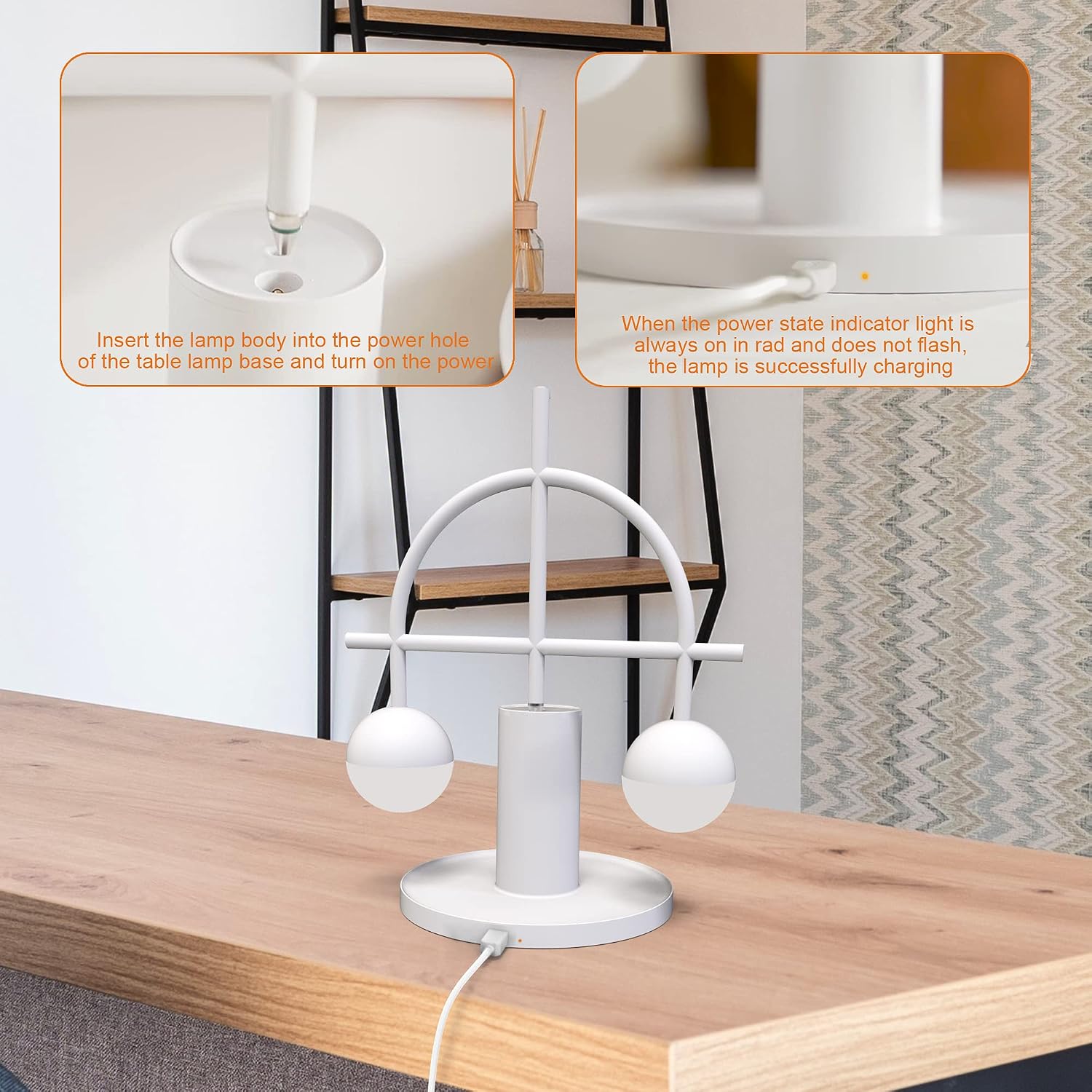 705Pcs Clearance Modern Balance Scale Table Lamp, 2-Light Rechargeable Cordless Touch LED Desk Lamp, Multi Color Available for Bedroom Bar Hotel Decor