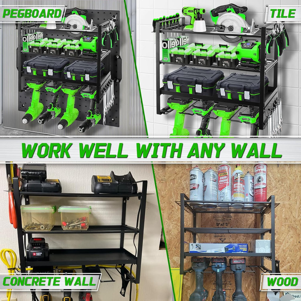 2-Color Mixed Surplus 480Pcs Power Tool Storage Rack Wall-Mounted Drill Organizer Garage Tool Holder Wholesale Liquidation