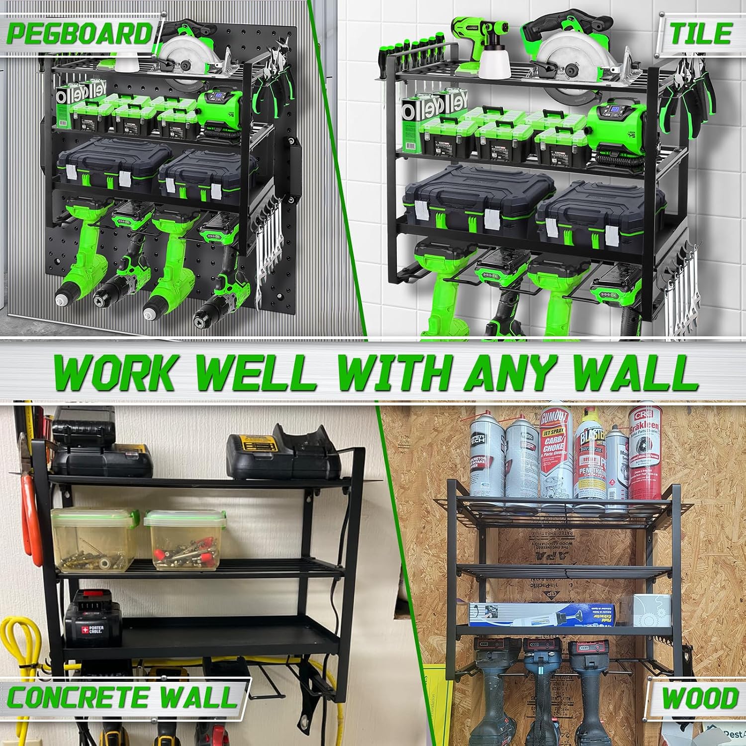 2-Color Mixed Surplus 480Pcs Power Tool Storage Rack Wall-Mounted Drill Organizer Garage Tool Holder Wholesale Liquidation