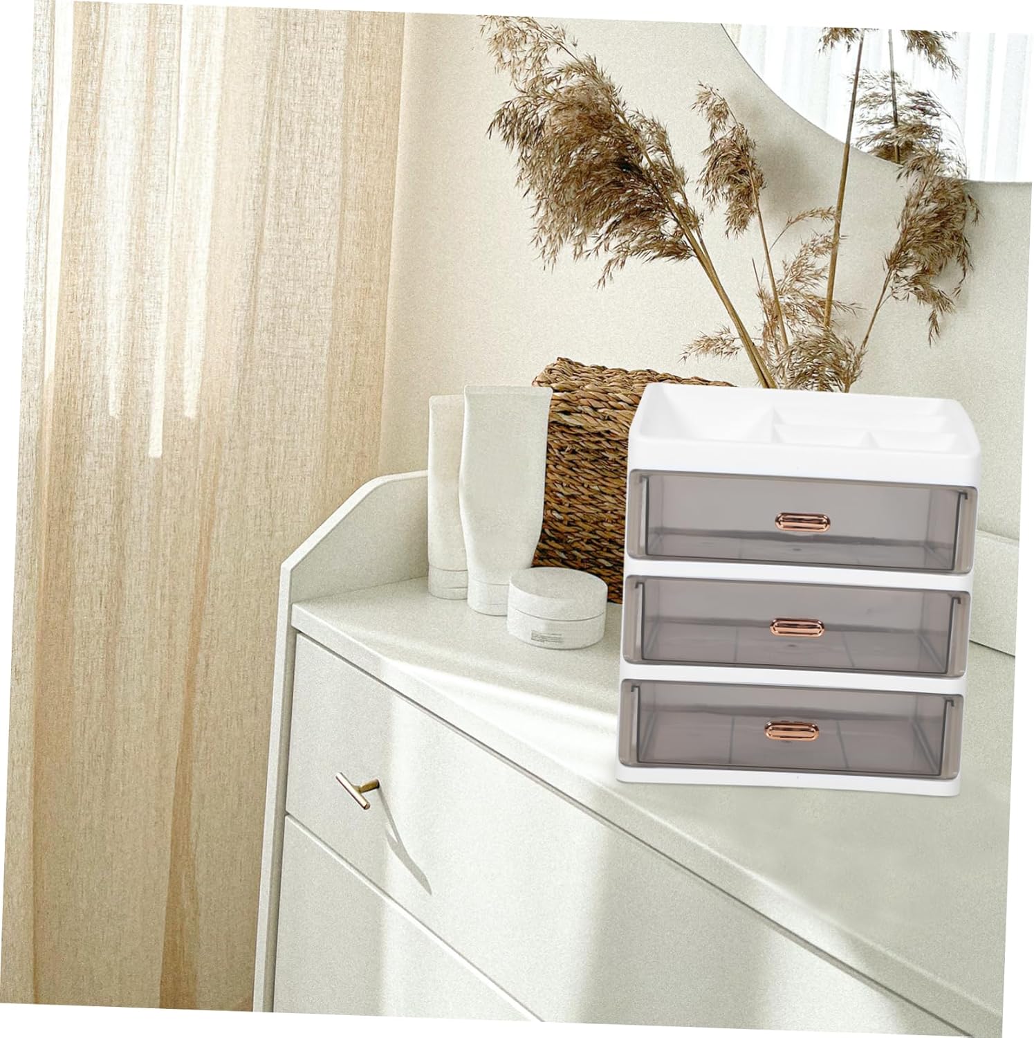Multi-Grid Top Compartment Makeup Storage Box With Amber Slide Drawer Clearance Stock 871 Mixed Sizes Wholesale