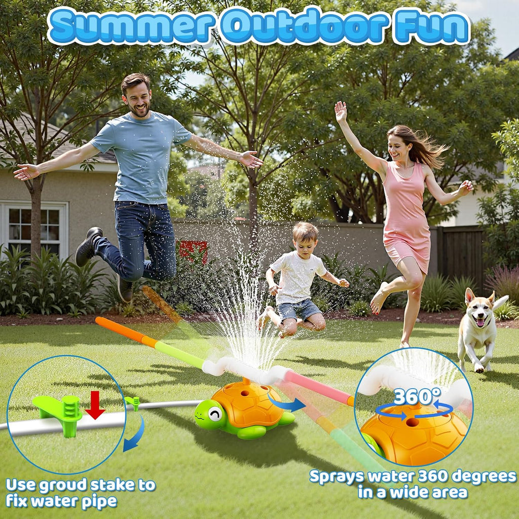 Clearance Multi Color Turtle Water Sprinkler Toy for Kids, 4 in 1 Outdoor Backyard Splash Play Toy, Floating Ball Ring Toss Summer Lawn Water Toy for Toddlers