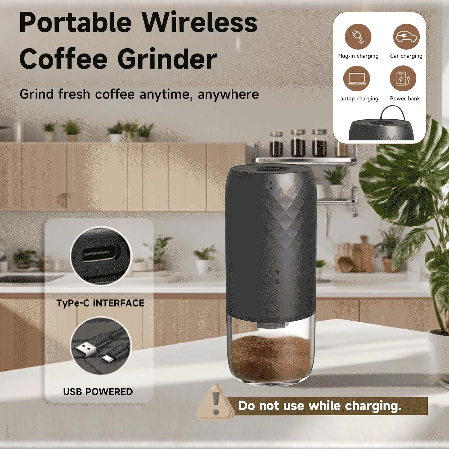 Bulk Clearance Portable Electric Coffee Grinder, USB Rechargeable Bean Mill with 40 Adjustable Grind Settings, Ceramic Burr Coffee Grinder Wholesale Limited Stock