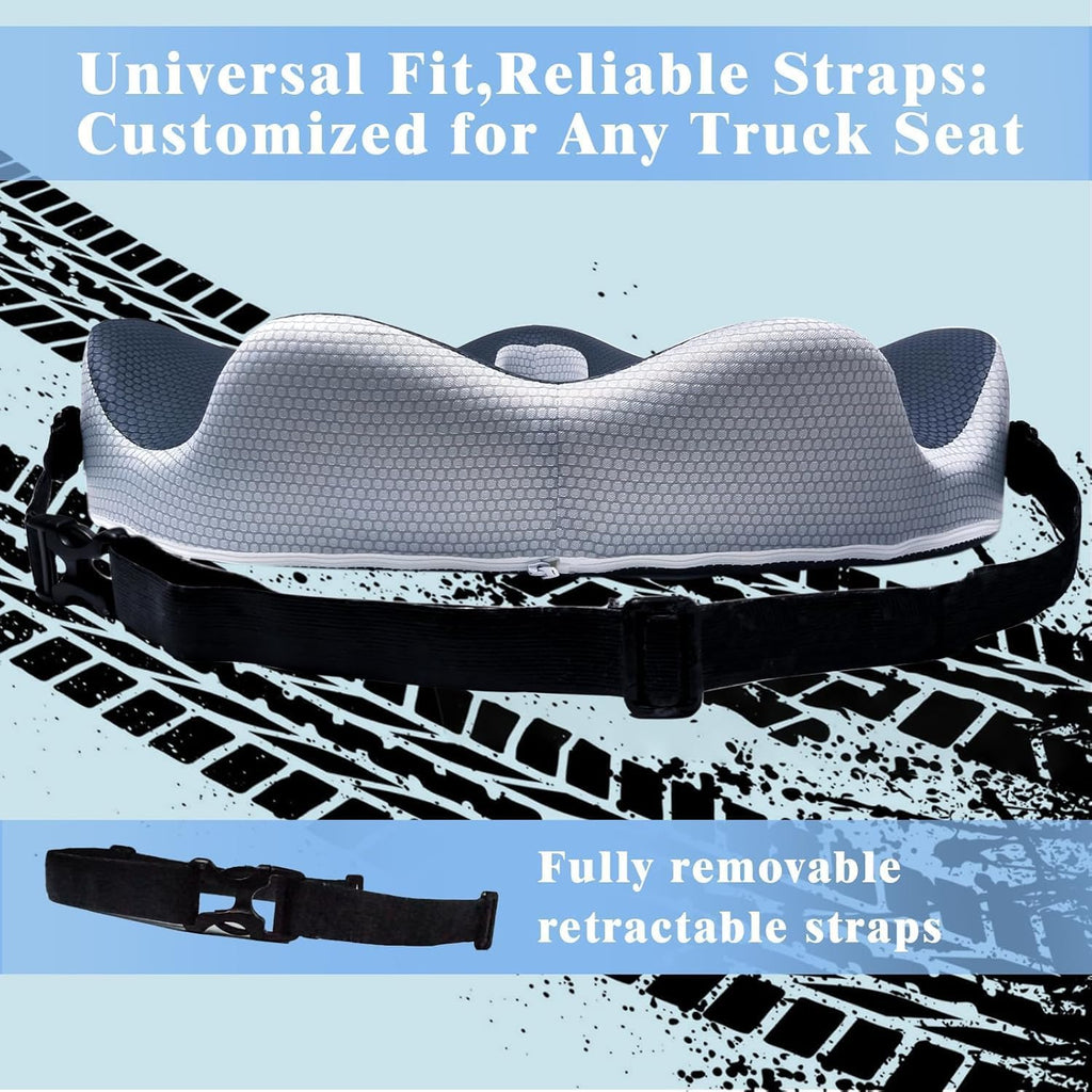 Truck Driver Memory Foam Seat Cushion Clearance, Orthopedic Coccyx Cutout Cushion, Non-Slip Breathable Pain Relief Pad for Semi Truck Seats