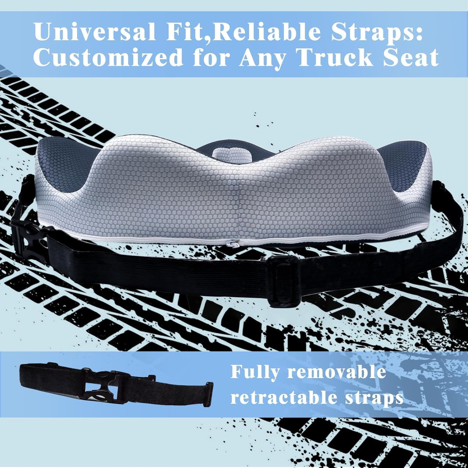 Truck Driver Memory Foam Seat Cushion Clearance, Orthopedic Coccyx Cutout Cushion, Non-Slip Breathable Pain Relief Pad for Semi Truck Seats