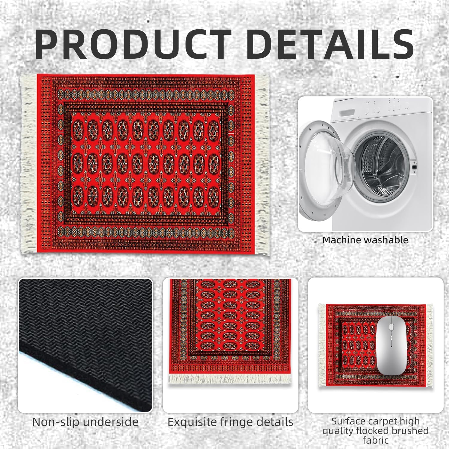 Elegant Desk Pad Retro Oriental Persian Clearanc, Retro Classic Floral Design Mouse Pad Desktop Coaster, Mini Rug Mouse Pad Computer Rectangular, Non-Slip, Elegant Office Accessories(Blue Retro)