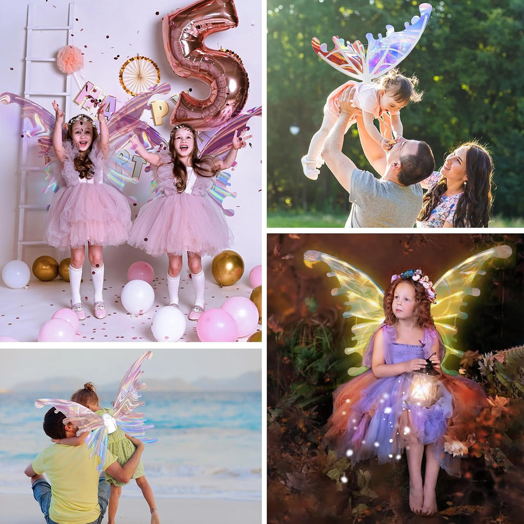 Hot clearance sale for electric light-up moving butterfly angel wings with music, hot-selling kids party costume accessory, limited stock, better price for bulk order.