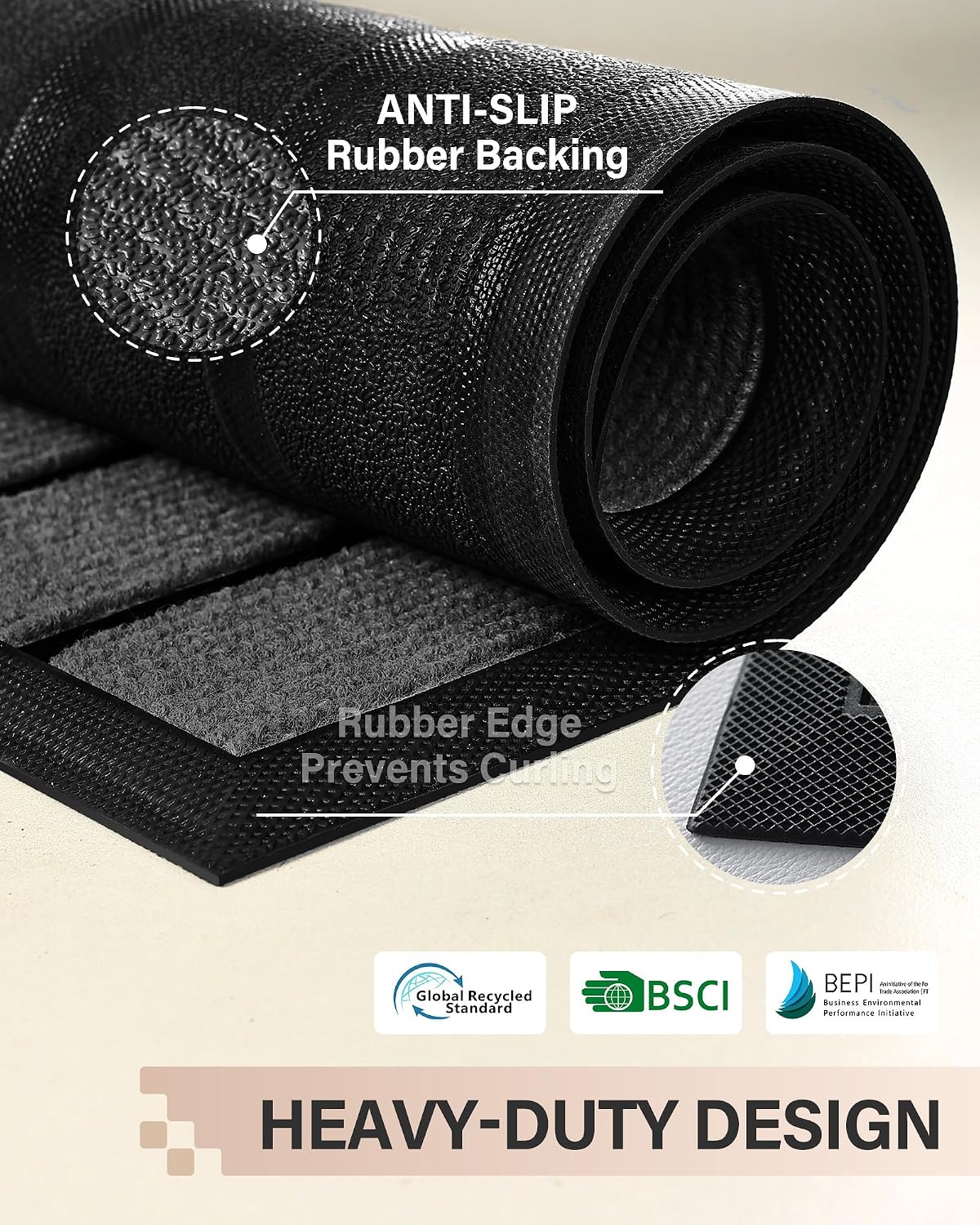 Mixed Sizes Surplus 721 Pieces Dark Grey Horizontal Striped Doormat Full Rubber Edging Outdoor Mud Trapping Entry Floor Mat Wholesale Liquidation