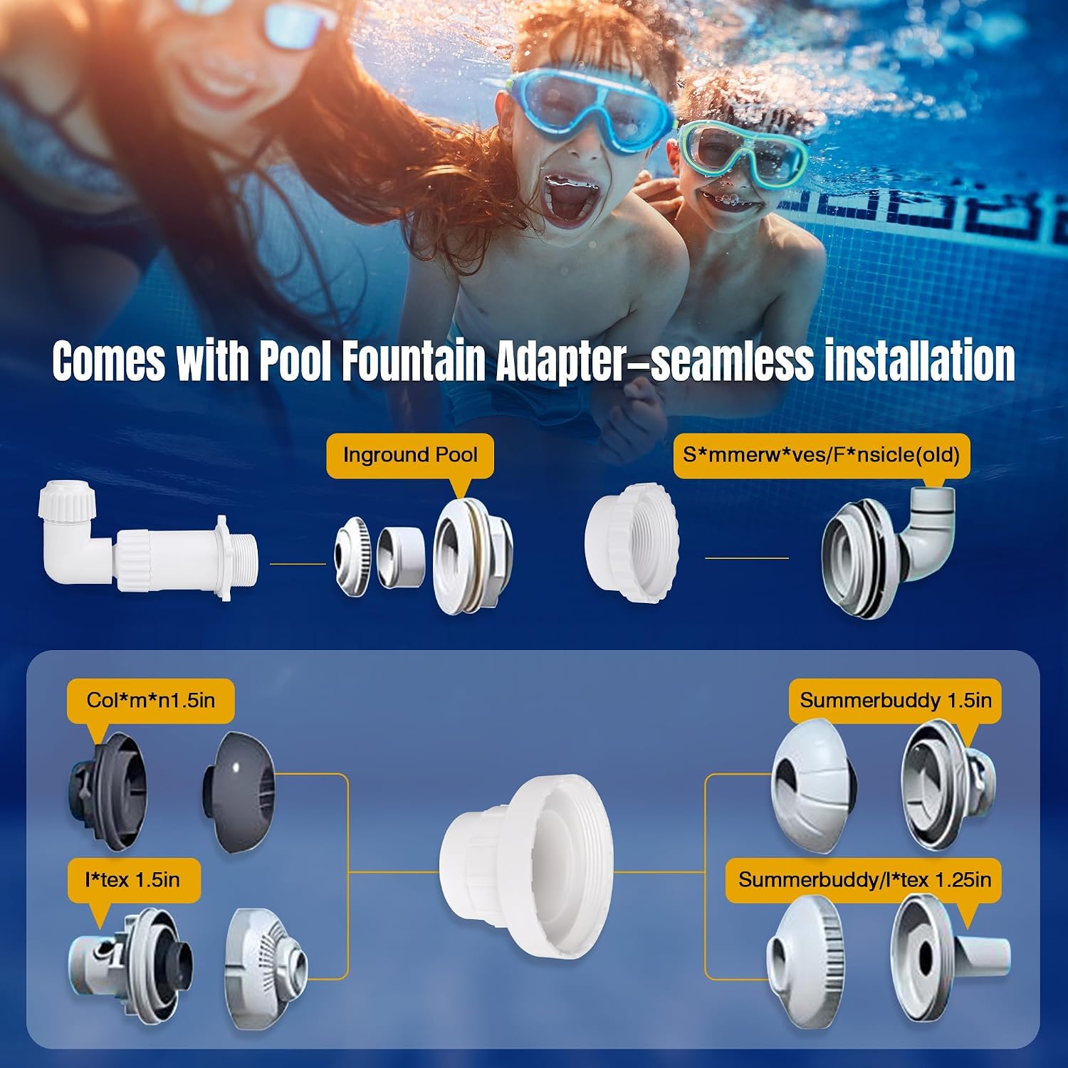 Solar RGB Pool Fountain for Above Ground & Inground Pools – Dual Spray Waterfall & 360° Adjustable Pool Sprinkler Fountain with 22 Color Modes,4H/6H Timer – Perfect for Backyard Fun & Spa Relaxation