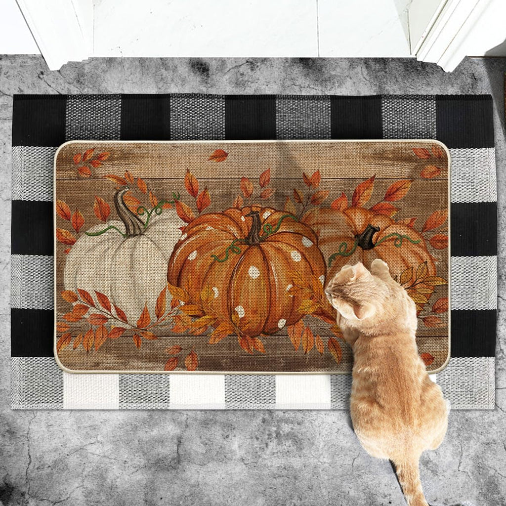 Rustic Wooden Board Pumpkin Harvest Doormat For Front Porch Clearance Stock 1600 Wholesale Holiday Rug