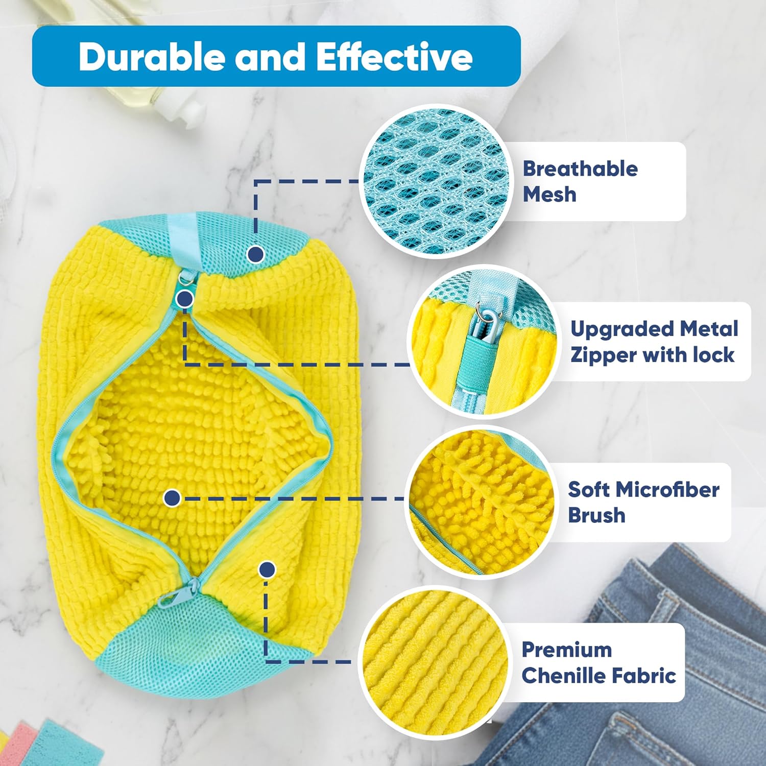 Thick Chenille Lining Shoe Wash Bag Deep Clean Sneakers During Washing Clearance Stock 385 Wholesale