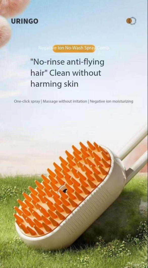 BoBow Cat Steam Brush for Shedding, 4 in 1 Rechargeable Steam Pet Brush for Cats and Dogs, Anti-Static, Massage, Cleaning, Shedding& Combing All In One! (Khaki)