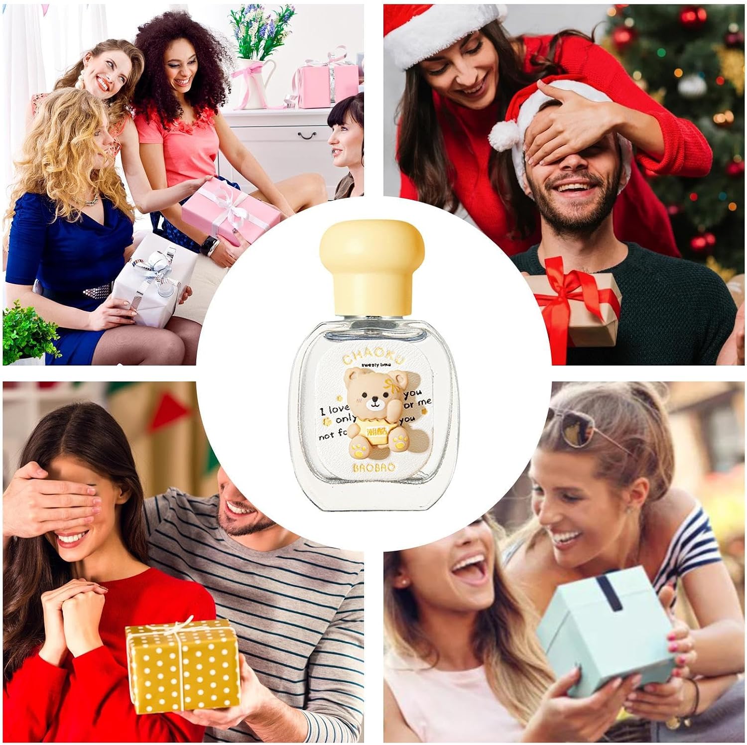 2222Pcs Clearance Cute Bear Cartoon Eau de Toilette, Long Lasting Sweet Floral Fruity Fragrance, Mini Kawaii Women Perfume 25ml