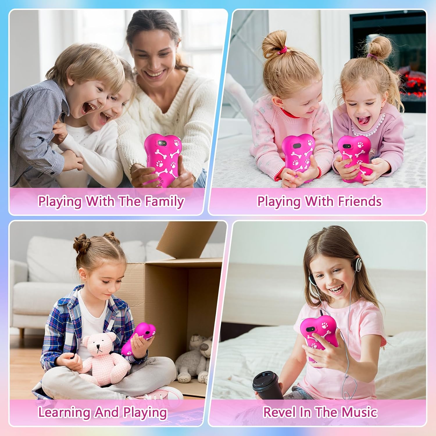 Multi Color Kids Smart Toy Phone with Dual Camera Clearance, 8GB Touch Screen Educational Game Music Player, Toddler Learning Play Cell Phone with Anti-Drop Silicone Case