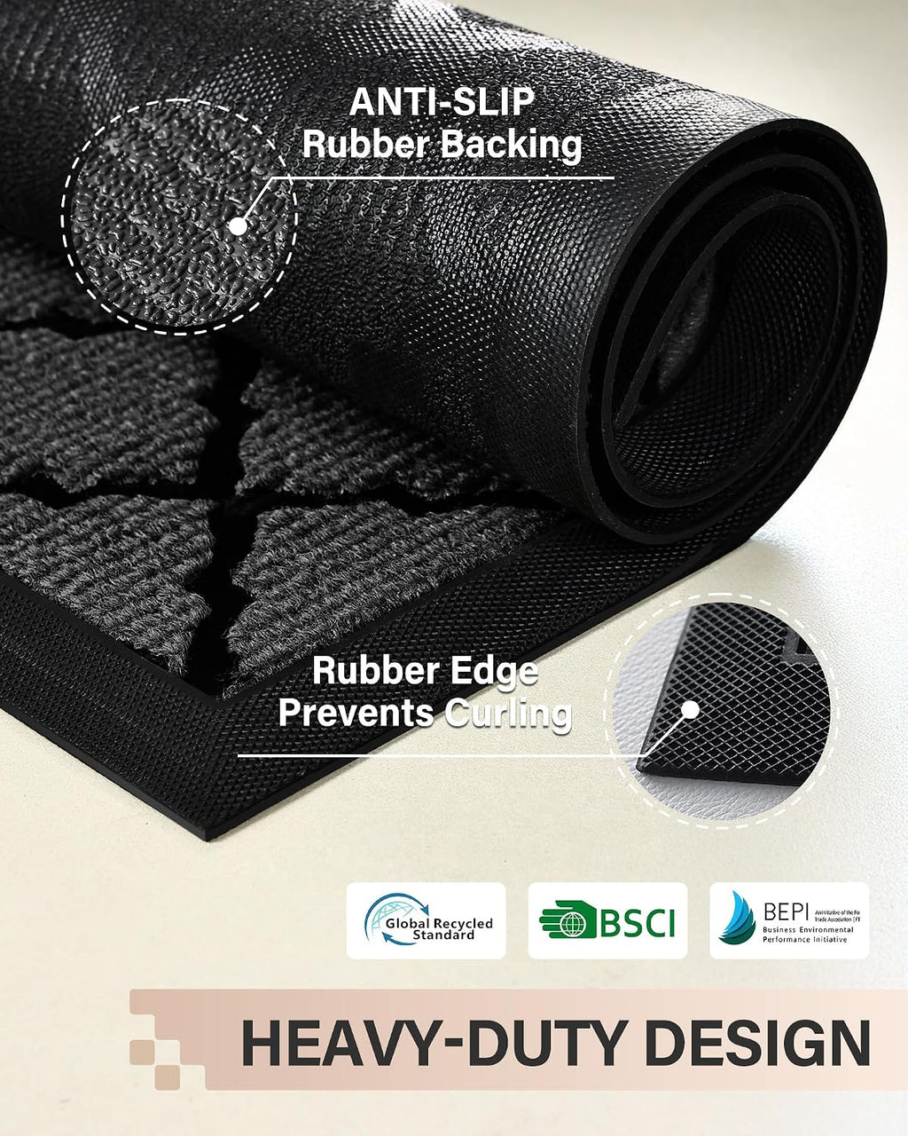 Multi-Size Grey Quatrefoil Lattice Entry Mat Wear Resistant Dust Removal Doormat With Black Rubber Edging, 889Pcs Liquidation Offer