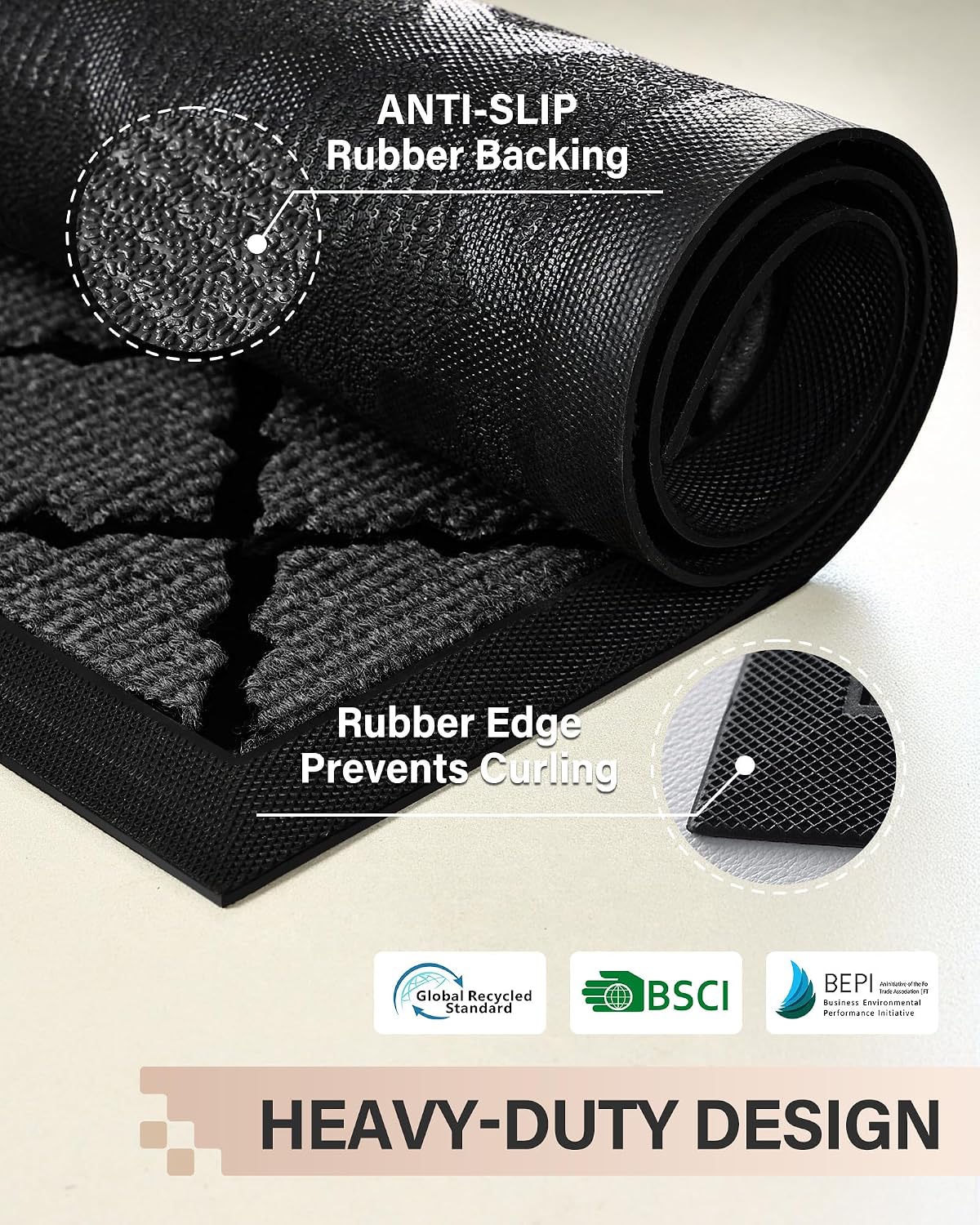 Multi-Size Grey Quatrefoil Lattice Entry Mat Wear Resistant Dust Removal Doormat With Black Rubber Edging, 889Pcs Liquidation Offer