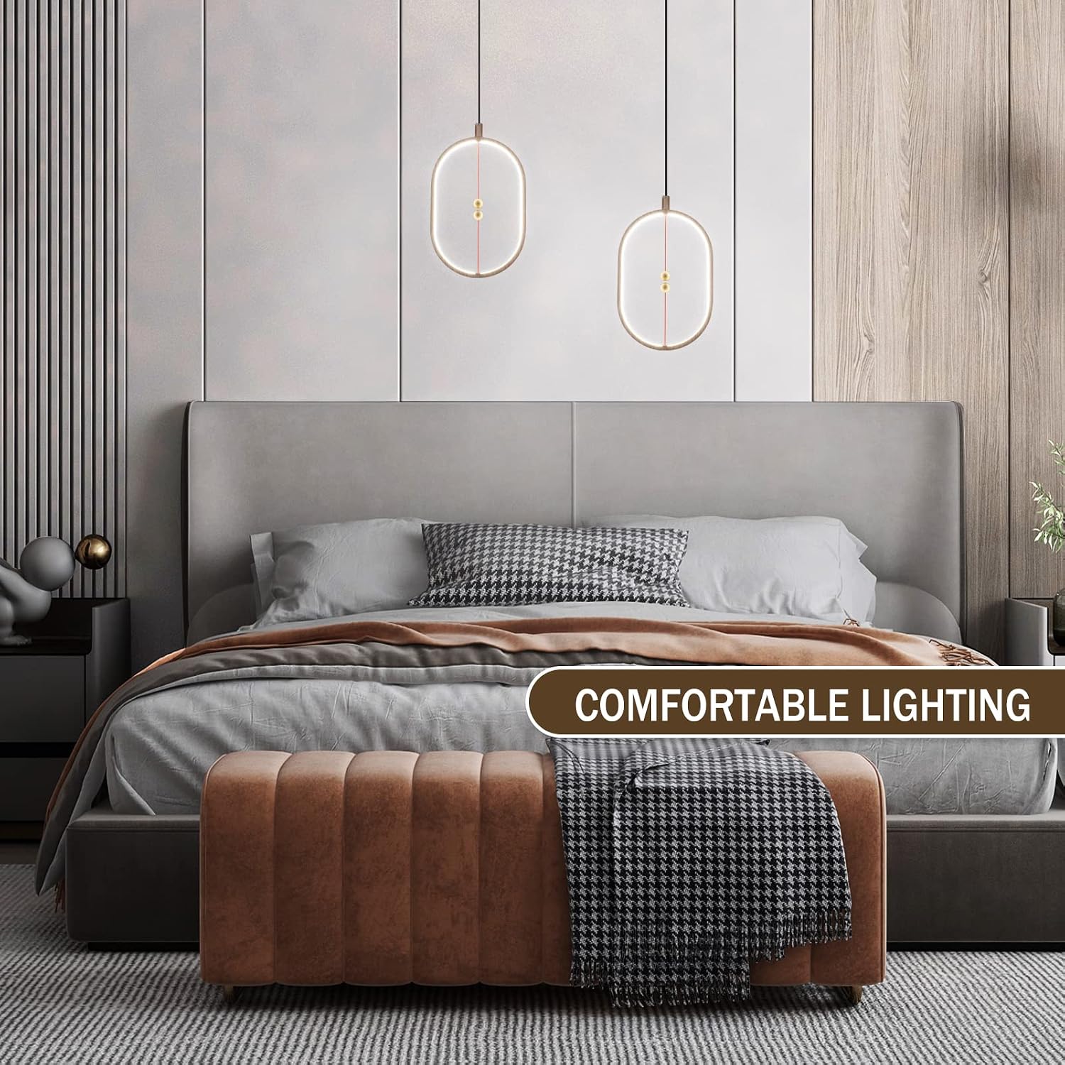 Modern Geometric LED Pendant Lights Clearance, Multi Shape Circle Square Oval Minimalist Hanging Lamp, Black White Frame Red Wire Decor Chandelier for Bedroom Dining Kitchen Cafe