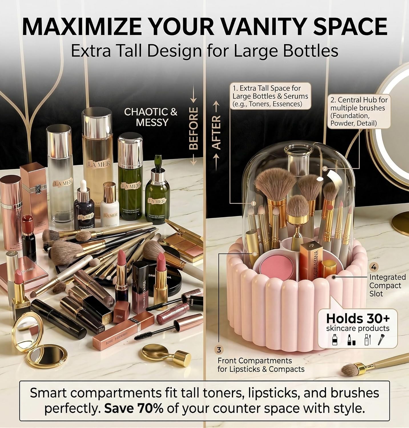 Clearance Rotatable Dustproof Makeup Brush Holder, 397Pcs Wholesale Multi Colors Mix Desktop Cosmetic Brush Storage Organizer