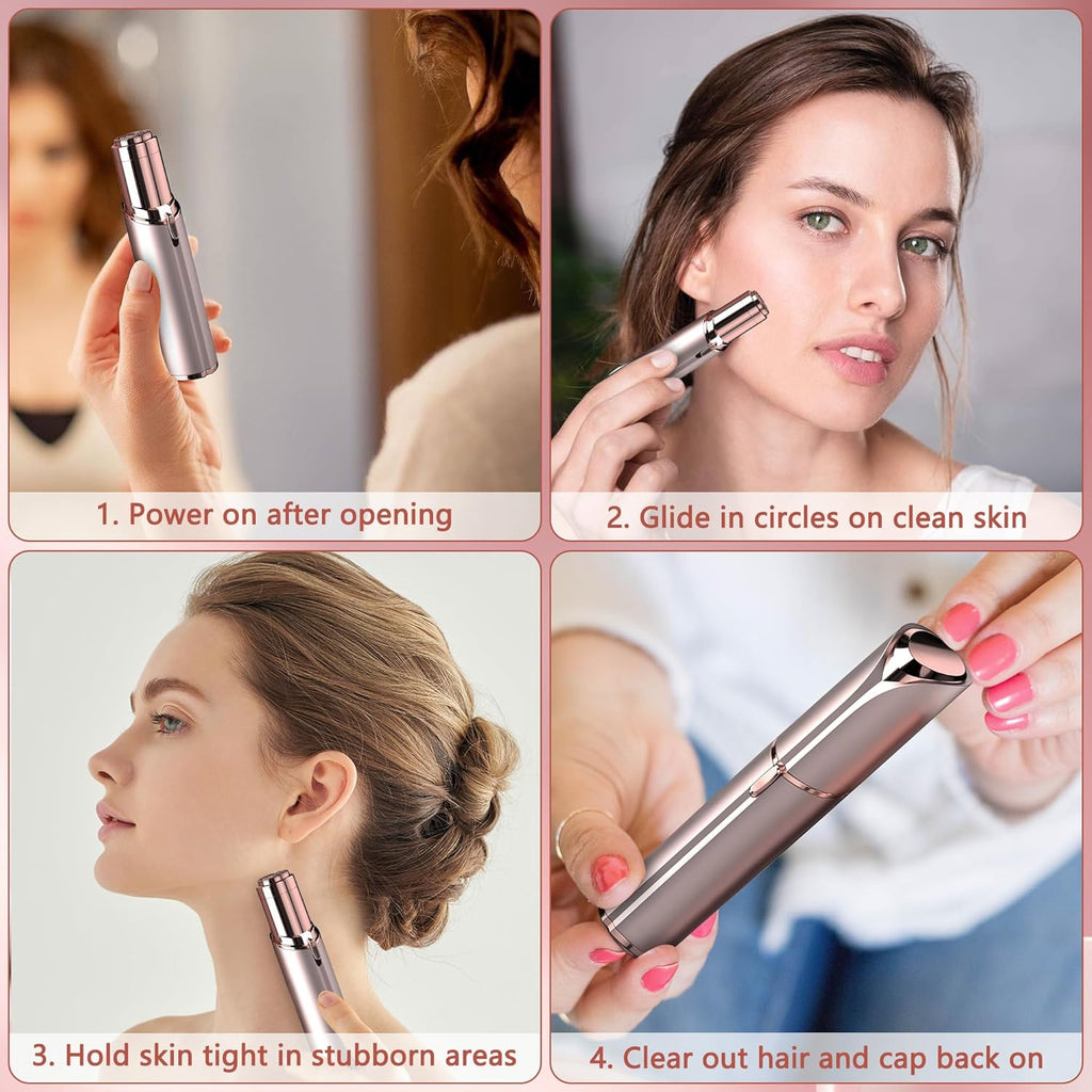 Clearance Lipstick Shaped Electric Facial Hair Remover, Portable USB Rechargeable Women Eyebrow Peach Fuzz Trimmer, Painless Face Epilator