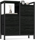 Surplus 1350 Units Black Wood Grain Fabric Drawer Storage Dresser, Metal Frame Chest of Drawers Bedroom Organizer Wholesale Clearance