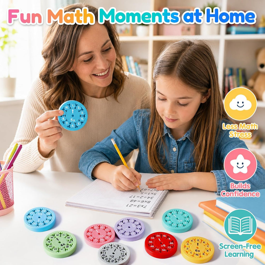 Math Fidget Spinner Set Clearance, Addition Subtraction Multiplication Division Learning Fidget Toys, Educational Math Fact Spinners for Kids Classroom Homeschool