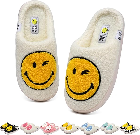 Warehouse Clearance Multi-Color Warm Plush Smile Face Cotton Slippers, 10482 Pairs Bulk Supply For Home Goods Stores