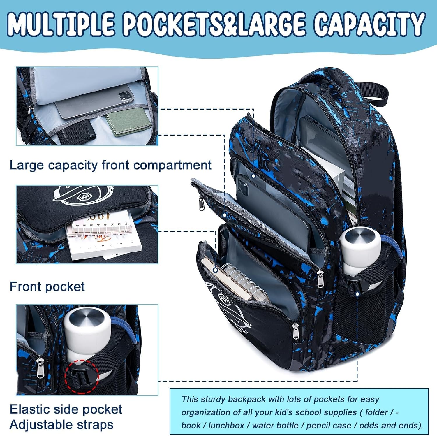 Surplus 1692 Units Graffiti Print Kids School Backpack Lightweight Large Capacity Teen Daypack Wholesale Liquidation
