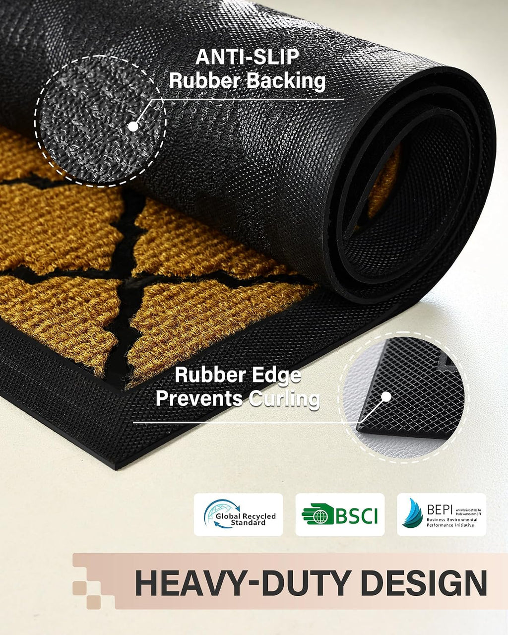 Mixed Sizes Surplus 1432 Pcs Diamond Lattice Coir Doormat Rubber Edged Outdoor Entry Mat Dirt Trapping Welcome Rug Wholesale Liquidation
