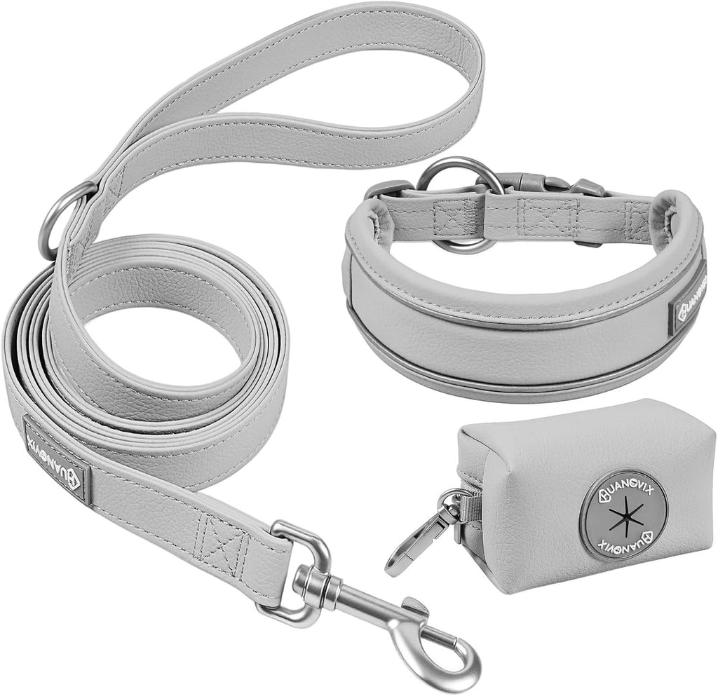 PU Leather Dog Collar & Leash Set, Limited Stock Clearance Sale