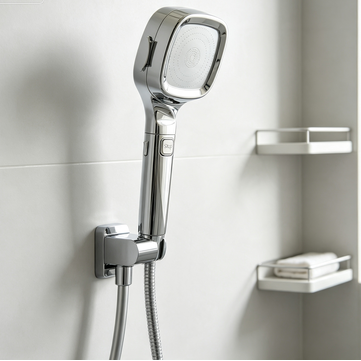 High Pressure Handheld Shower Head with One-Touch Pause Button – Chrome