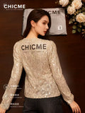 Women’s Sequin Long Sleeve Top – Elegant Sparkly Party Blouse | Lightweight Slim Fit Evening Shirt | Wholesale Clearance Stock