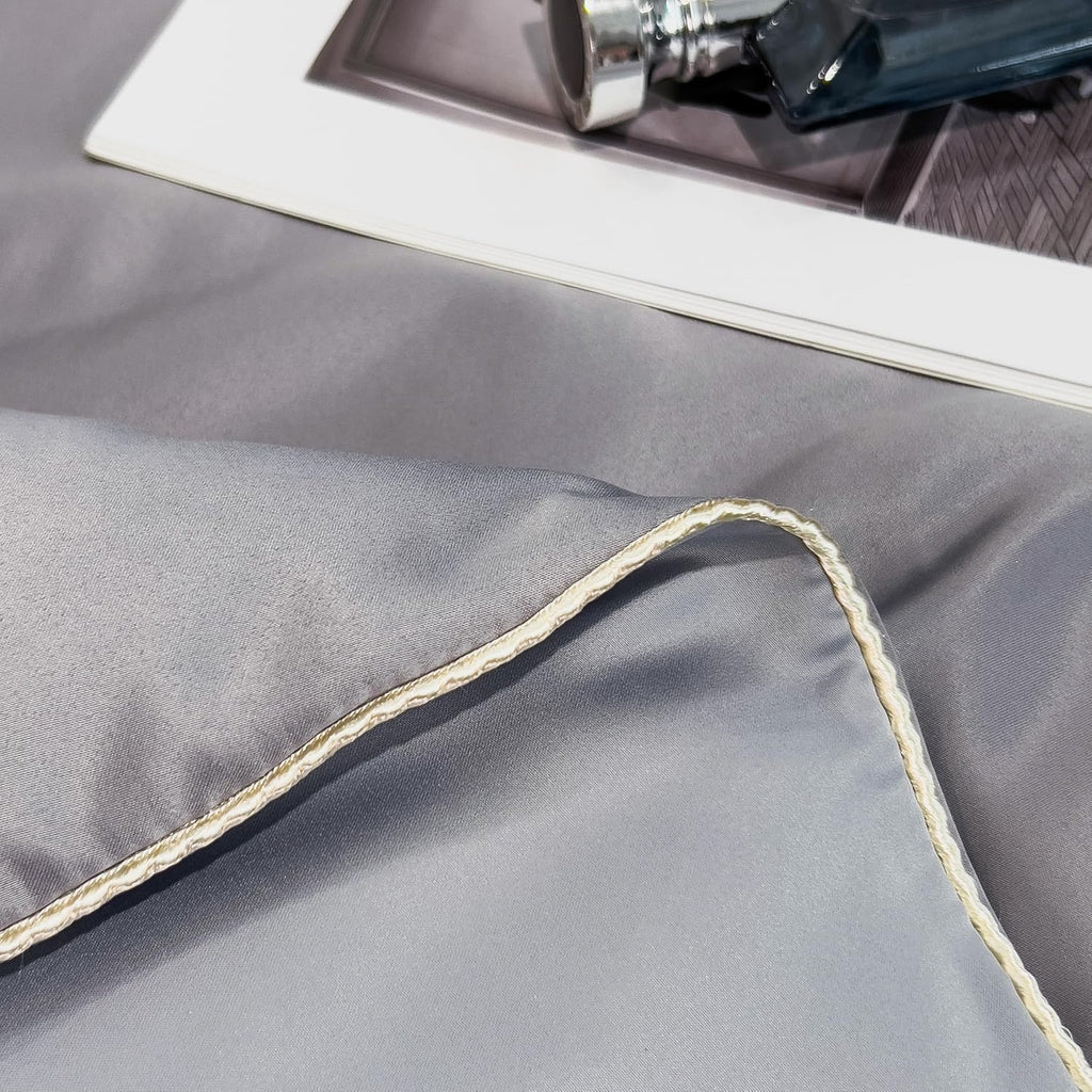 Silky Washed Silk Thin Quilt 3 Piece Bedding Set, 513pcs Solid Cream Air Condition Quilt Kit Clearance