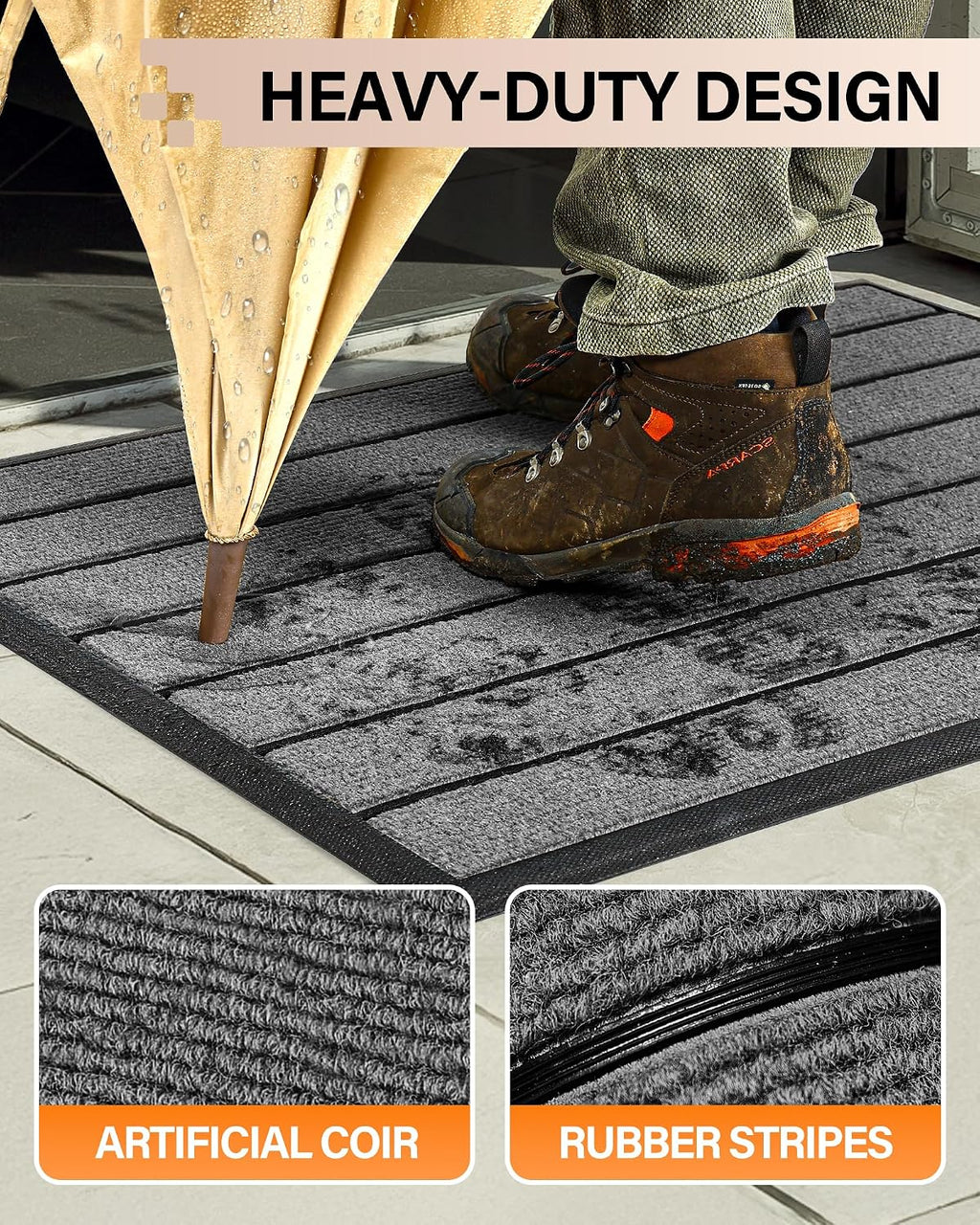 Mixed Sizes Surplus 721 Pieces Dark Grey Horizontal Striped Doormat Full Rubber Edging Outdoor Mud Trapping Entry Floor Mat Wholesale Liquidation