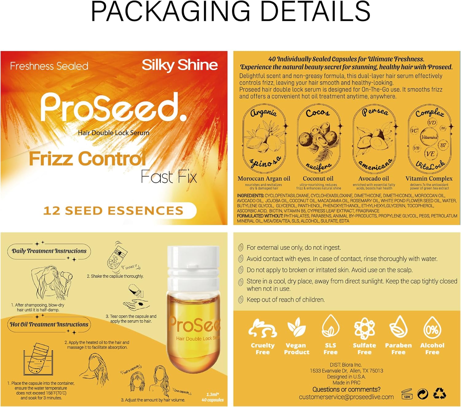 Clearance ProSeed Hair Seed Essence Capsules, 40Pcs Frizz Control Silky Shine Hair Repair Serum Oil, Fast Fix Damaged Split Ends Hair Treatment Capsule Gift Set