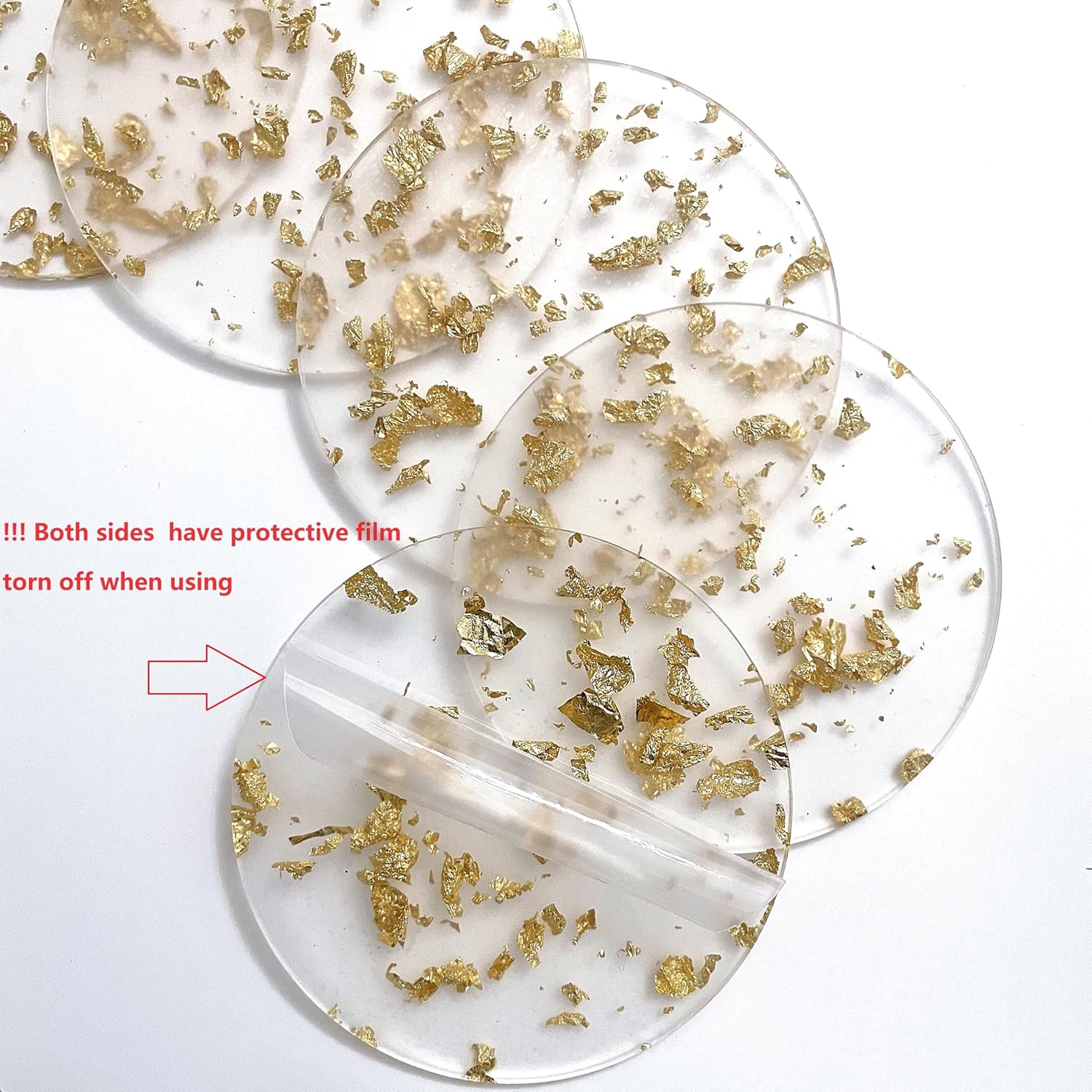 Bulk Liquidation Transparent Gold Leaf Acrylic Cup Coaster Set Of 6 For Coffee Wine Mugs, 291Sets Whole Batch Home Bar Accessory