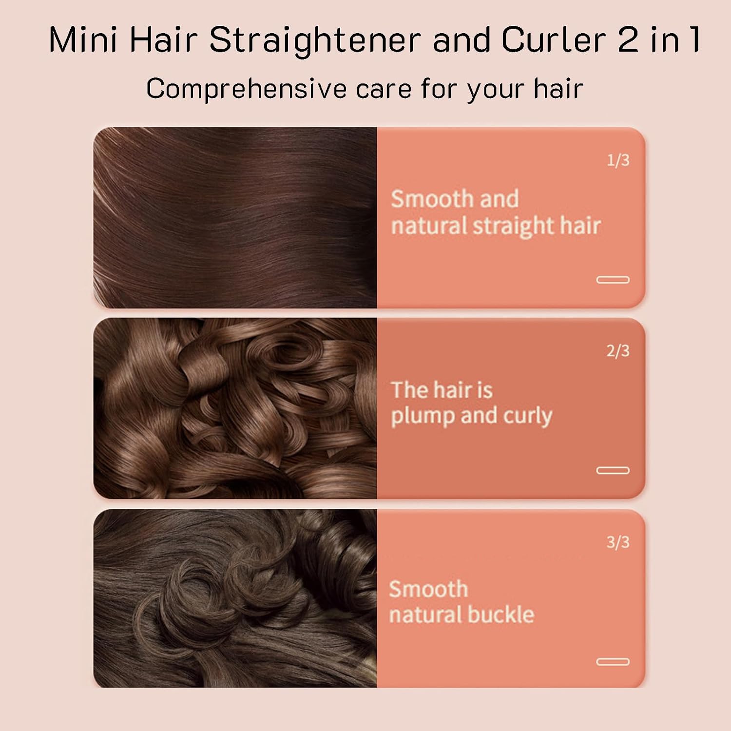 Overstock Bargain 601 Mini 2 In 1 Hair Straightener Curler, Portable Dual Use Flat Iron With Storage Case Wholesale