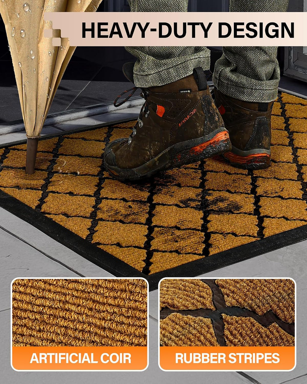 Mixed Sizes Surplus 1432 Pcs Diamond Lattice Coir Doormat Rubber Edged Outdoor Entry Mat Dirt Trapping Welcome Rug Wholesale Liquidation