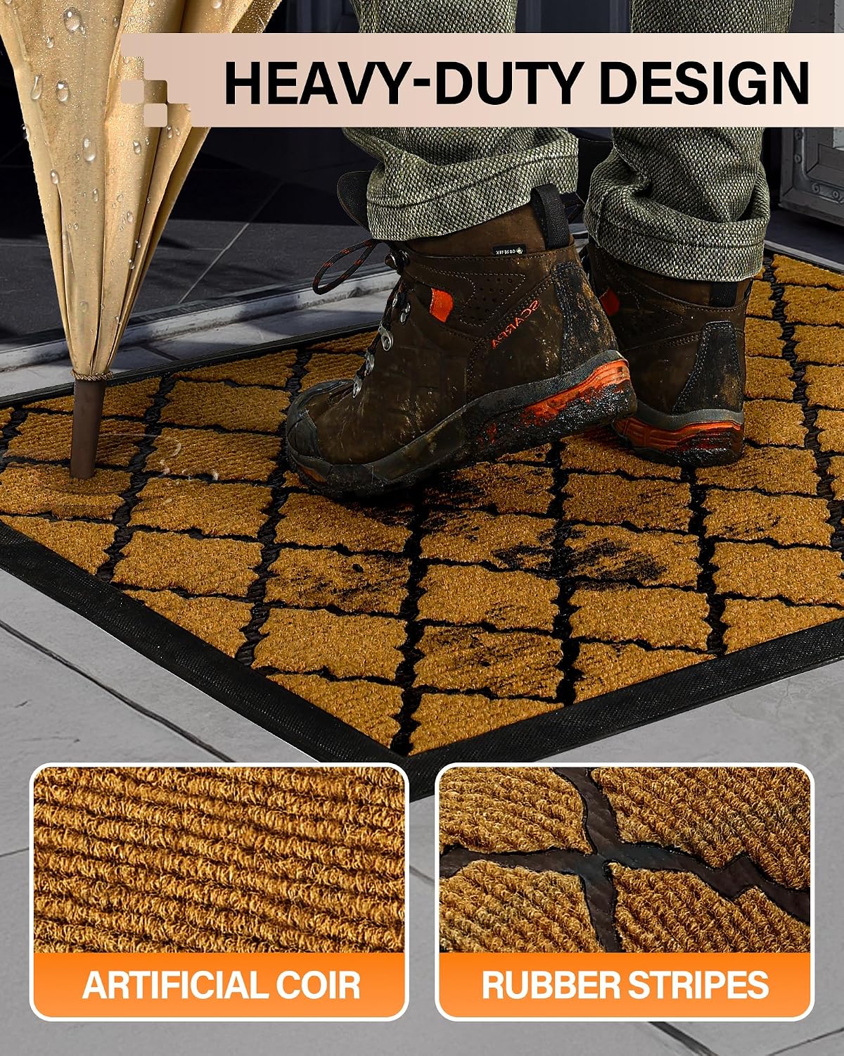 Mixed Sizes Surplus 1432 Pcs Diamond Lattice Coir Doormat Rubber Edged Outdoor Entry Mat Dirt Trapping Welcome Rug Wholesale Liquidation