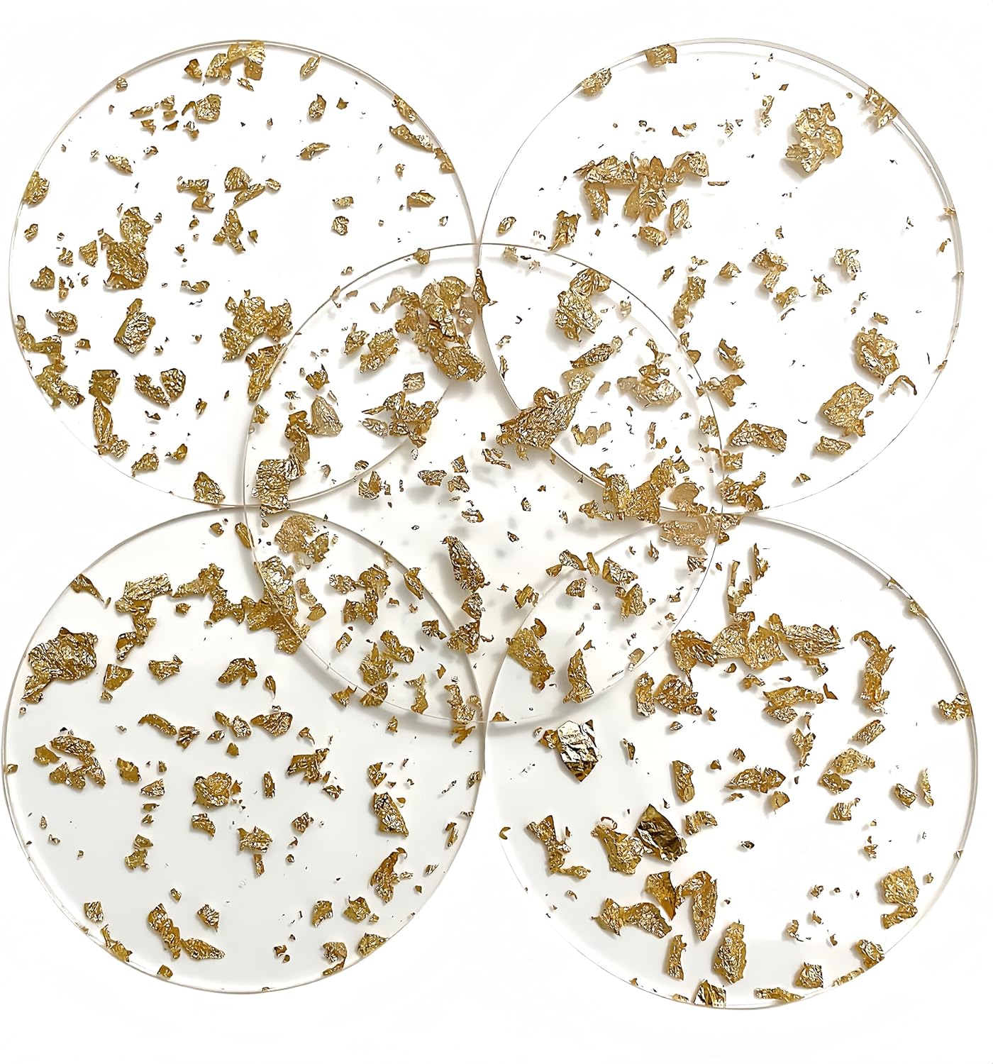 Bulk Liquidation Transparent Gold Leaf Acrylic Cup Coaster Set Of 6 For Coffee Wine Mugs, 291Sets Whole Batch Home Bar Accessory