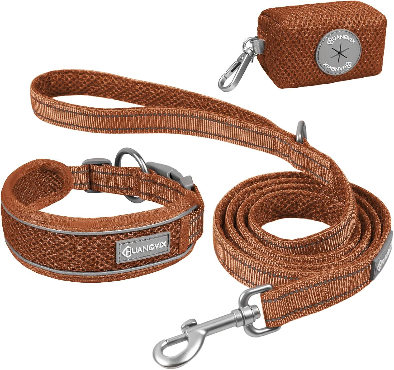 PU Leather Dog Collar & Leash Set, Limited Stock Clearance Sale