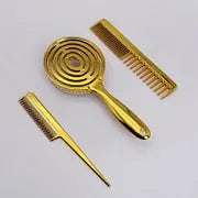 3Pcs Metal Hair Comb Set Clearance, Luxury Gold Silver Hollow Spiral Massage Brush Wide Tooth Tail Comb, Professional Salon Styling Hair Tools Kit for All Hair Types