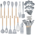 Surplus 46-Piece Silicone Kitchen Utensil Set Wholesale, Wooden Handle Cooking Tools with Storage Bucket Warehouse Clearance…