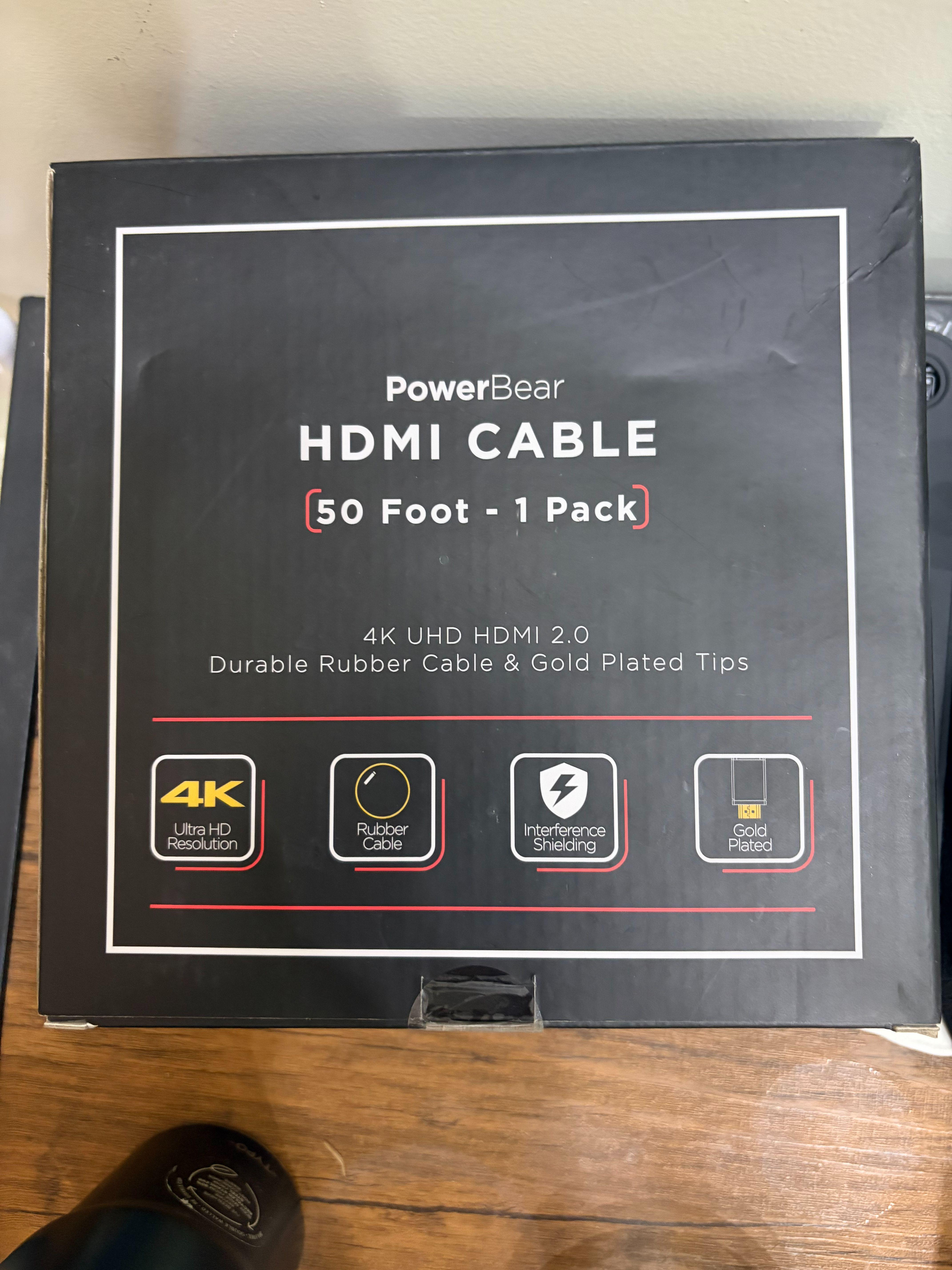 Long 50ft 4K HDMI 2.0 Cable High Definition Transmission Cord For Multimedia Devices
