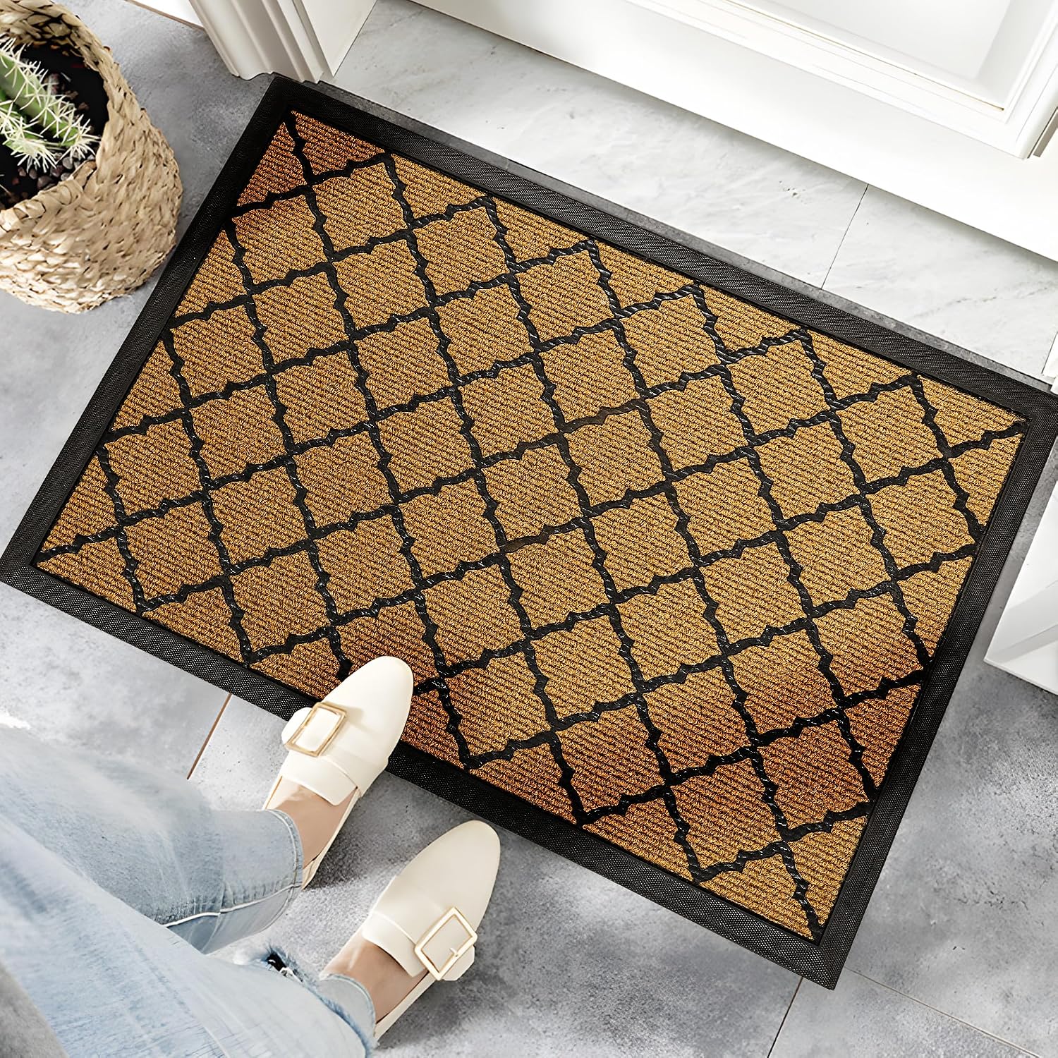 Mixed Sizes Surplus 1432 Pcs Diamond Lattice Coir Doormat Rubber Edged Outdoor Entry Mat Dirt Trapping Welcome Rug Wholesale Liquidation