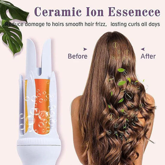 Automatic Rotating Hair Curler Clearance, Auto Spin Curling Iron with 3 Temp Settings, Anti-Scald Ceramic Barrel Hair Waver, 2 Colors Green Purple Auto Hair Curling Wand for Beginners