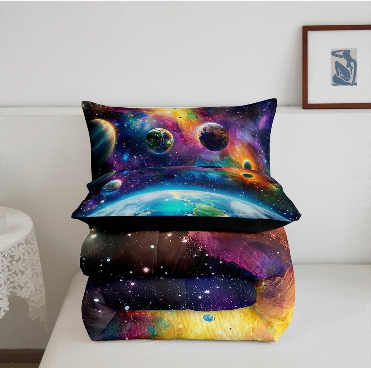 wholesale Universe Galaxy Comforter Set Twin Size Kids Planets Earth Bedding Set Boy Girl Teen Solar System Comforter Breathable Outer Space Duvet Set Nebula Quilt Set