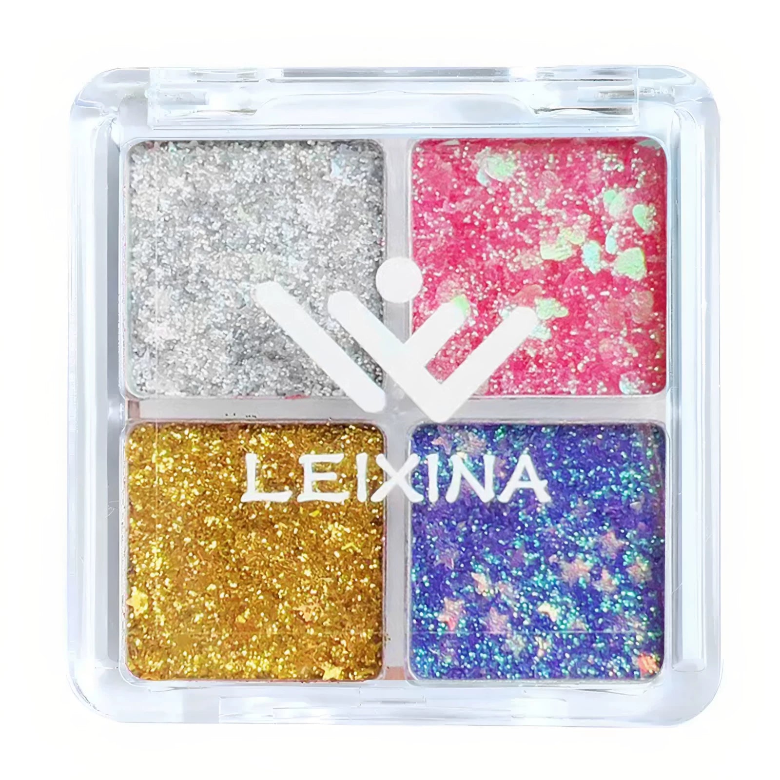 4-Color Chunky Glitter Eyeshadow Tray, Sparkle Sequins Eye Makeup Palette, Festival Shimmer Cosmetics, Random Mixed Styles Clearance Stock