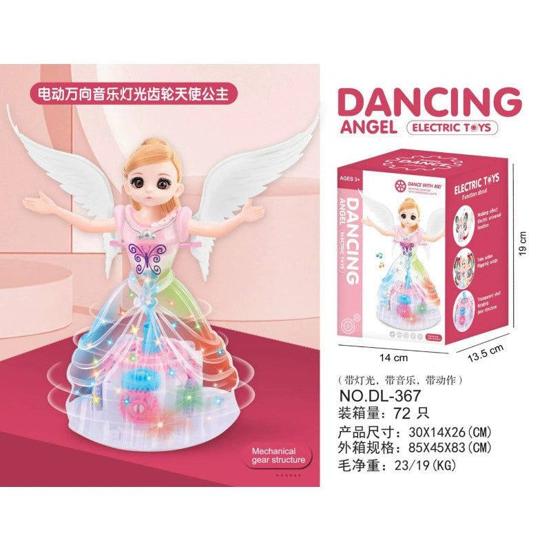 Electric Dancing Angel Princess Doll, Universal Walking Toy with Flashing Lights & Music, Transparent Gear Girl Toy for Kids Clearance Stock